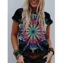 Summer Popular Color Printing Round Neck Short Sleeve T-Shirt