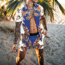 Floral Shirt Beach Two Piece Suit New Fashion Men Sets