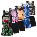 Printed Vest Suit Boys And Girls Casual Handsome Sets