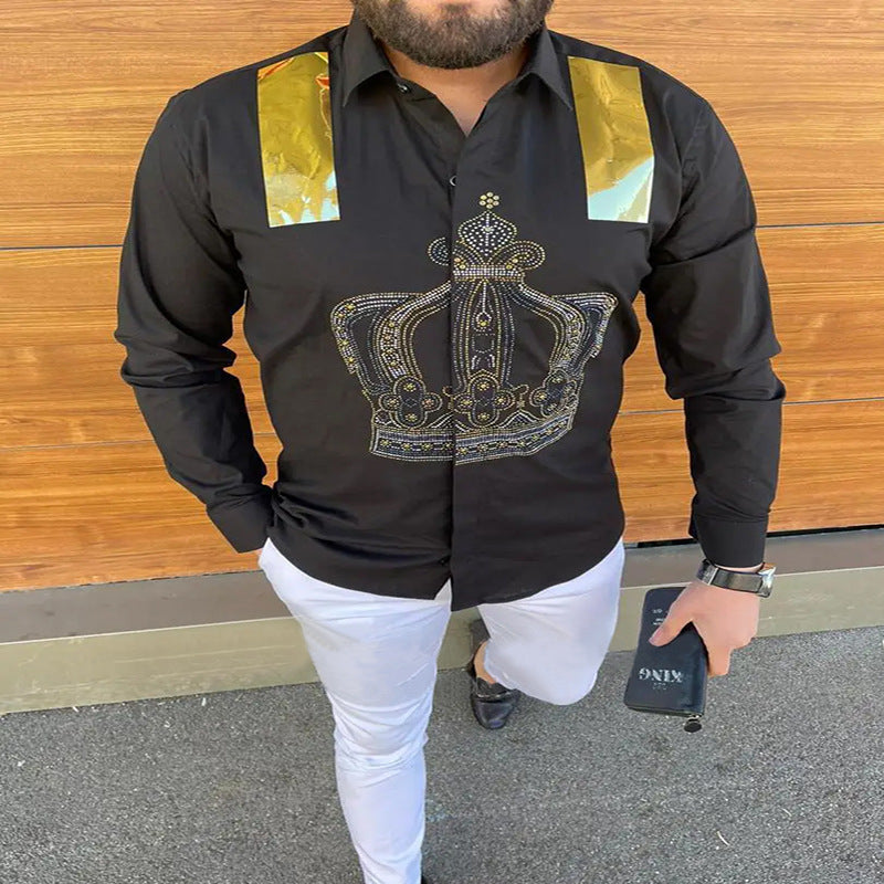 Bedrucktes Langarmhemd im Slim Fit für Herren