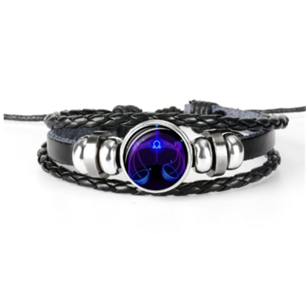 Bracelet tressé avec constellation du zodiaque pour hommes, femmes et enfants