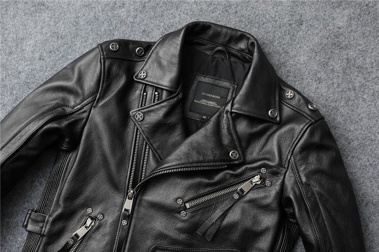 Slim Fit Soft First Layer Cowhide Biker's Leather Jacket