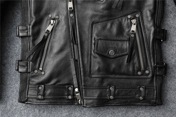 Slim Fit Soft First Layer Cowhide Biker's Leather Jacket