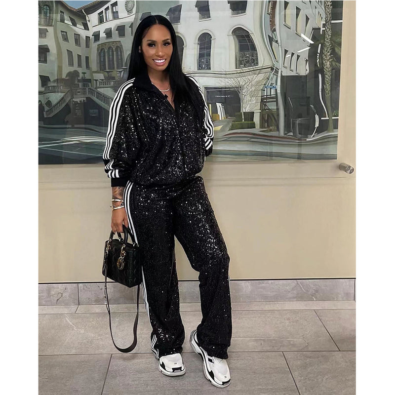 Ensemble manteau et pantalon décontracté pour femmes européennes et américaines, nouvelle collection automne et hiver