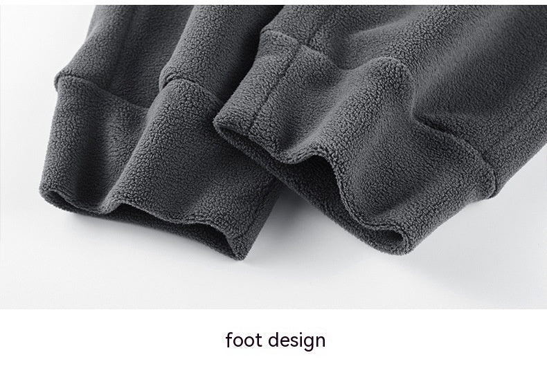 Polyester Men's Polar Fleece Thickened Warm Suit Loose Lapel Comfortable Coat Fashion Casual Complete Set