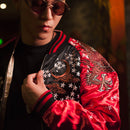 Dragon and tiger bucket embroidery double-sided jacket