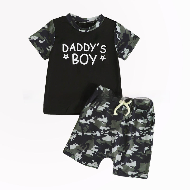 Boy's Camouflage T-shirt And Shorts Two-piece Set