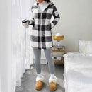 Women's Casual Plaid Printed Double-sided Plush Hooded Zipper Jacket