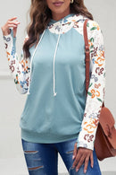 Leopard Print Sleeve Patchwork Hoodie With Pocket