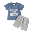 Boy Letter Print Short-sleeve Suit