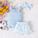 Sunken Stripe Sling Romper Printed Shorts