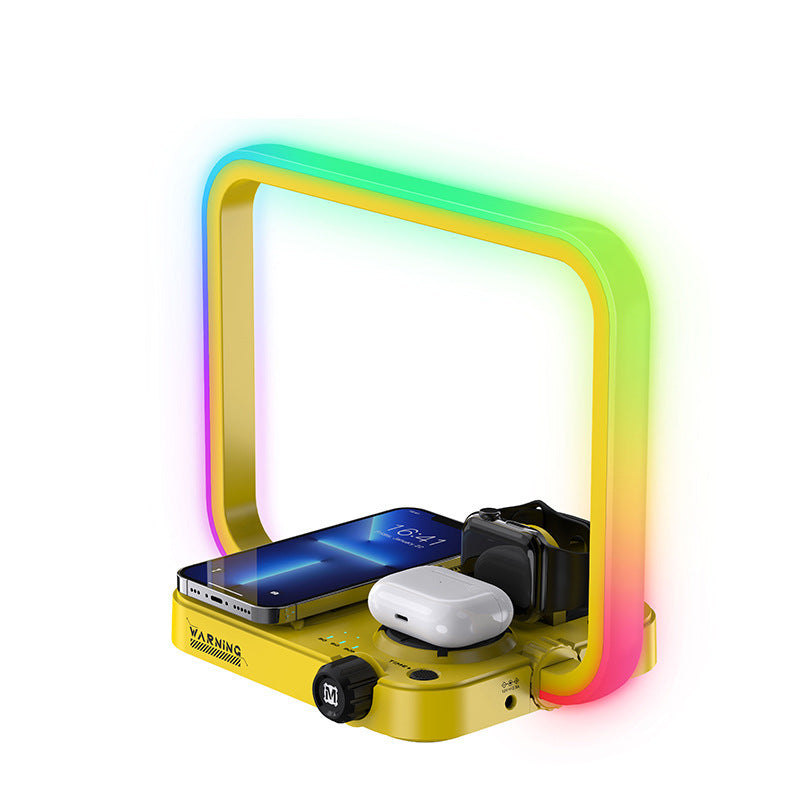 Casque pour téléphone portable, montre, chargeur sans fil multifonction 3 en 1, petite lampe de nuit intelligente