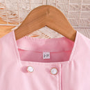 Girls' Mesh Sleeve Top Bell-bottom Pants Suit