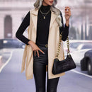 PU Leather Cardigan Strap Vest Vest Jacket For Women