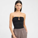 Solid Color Chest-wrapped Backless Pleated Agate T-shirt