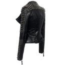 European And American Plus Size Rivet Short Stitching Motorcycle Leather Coat