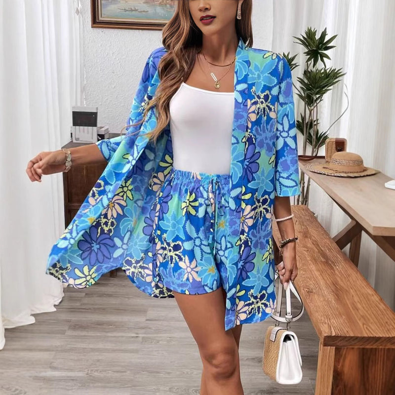 Elegantes zweiteiliges Hemd mit festlichem Blumendruck