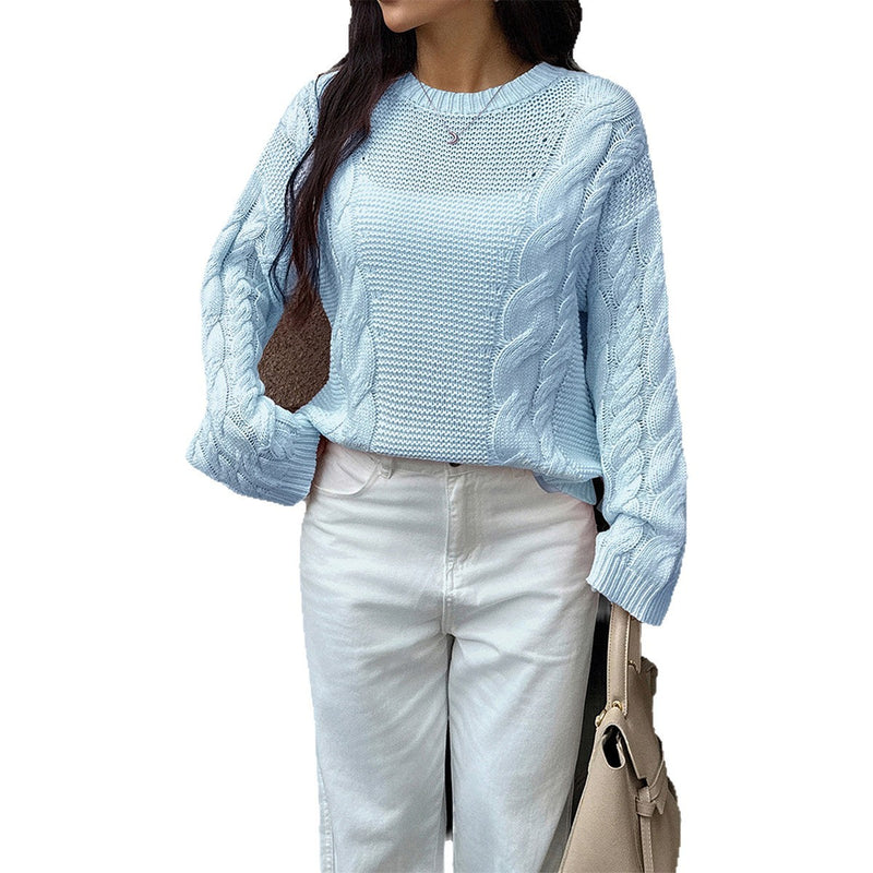 Leisure Minimalist Long Sleeve Sweaters Women's Clothing