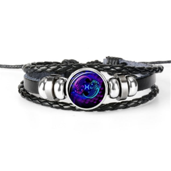 Bracelet tressé avec constellation du zodiaque pour hommes, femmes et enfants
