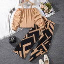 Long Sleeve Top Printed Pants Children And Teens Two-piece Suit