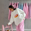 Autumn And Winter Fleece-lined Loose Slimming Long Sleeves Crew Neck Pullover Sweatshirt Women