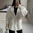 Thin Lace-up Loose All-matching V-neck Coat Women