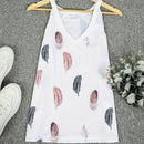 Ladies' V-neck Feather Print Fashionable Versatile Casual Camisole Vest