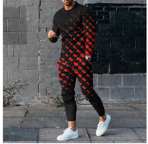 Rundhals Langarm T-Shirt Hose Anzug Herren