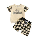 Children's Letter Printed T-shirt Plaid