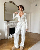 European And American Leisure Women's Suit Solid Color Long Sleeve