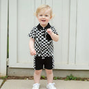 Boys' Checkered Lapel Shorts Suit