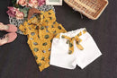 Girls Chiffon Sleeveless Flower Printed Two-piece Suit