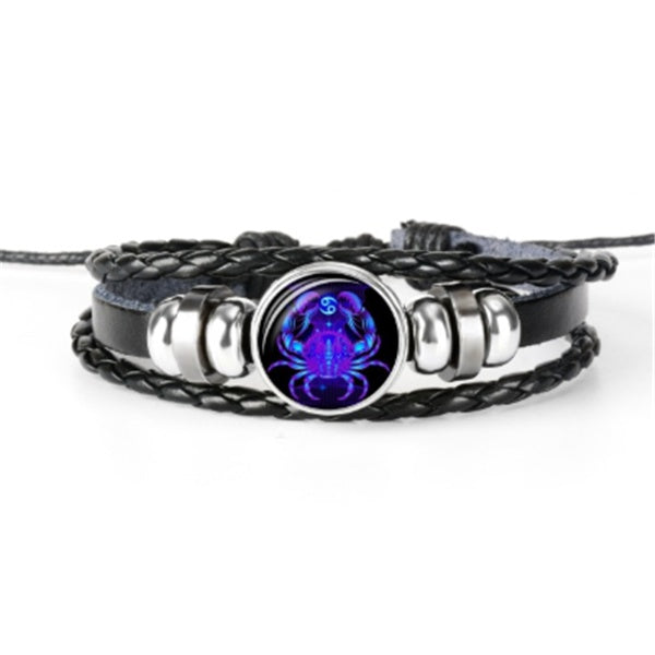 Bracelet tressé avec constellation du zodiaque pour hommes, femmes et enfants