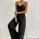 Ladies' Cross Leisure Vacation Lazy Backless Wide Leg Pants Camisole Skirt Jumpsuit