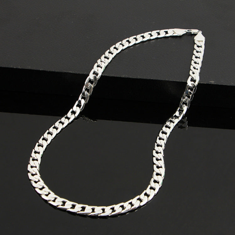European and American hot selling men's flat side NK necklaces have a large chain of personality