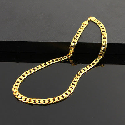 European and American hot selling men's flat side NK necklaces have a large chain of personality