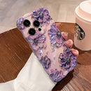 Étui de téléphone avec cordon et motif de fleurs peintes à l'huile