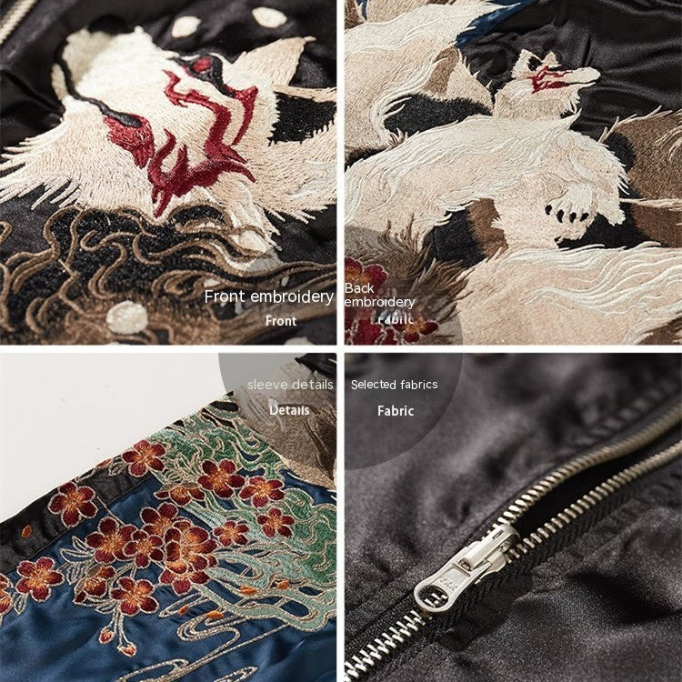 Men's Embroidered Double-sided Thick Coat