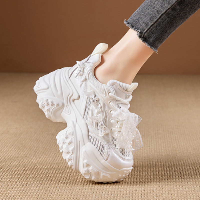 Mesh Surface Breathable Casual Versatile Thick Bottom Height Increasing Shoes
