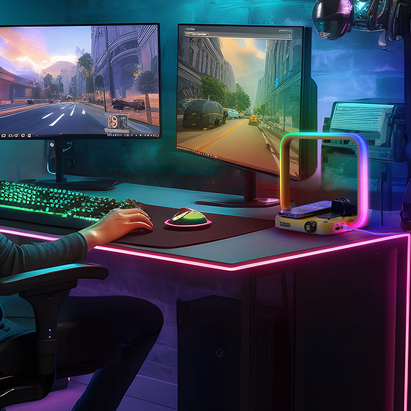 Casque pour téléphone portable, montre, chargeur sans fil multifonction 3 en 1, petite lampe de nuit intelligente