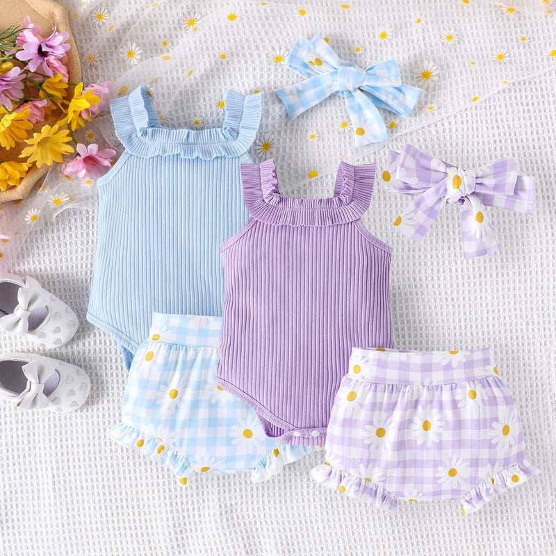 Sunken Stripe Sling Romper Printed Shorts