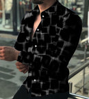 Chemise à manches longues avec revers et impression numérique 3D