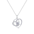 Heart To Heart Interlocking Luxury Fashion Diamond Pendant Necklace Set With Mosan Diamond Silver Ornaments