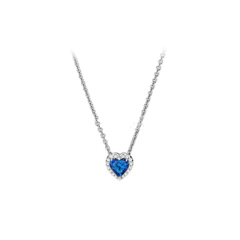 Ocean Blue Heart-shaped Zircon S925 Sterling Silver