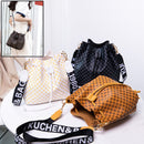 Printed Bucket Bag PU Multi Layer Soft Leather Women's Fashion Simple Shoulder Bag Fashion Women's Crossbody Bag