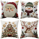 Christmas Pillowcase Set With Christmas Tree, Reindeer, And Snowflake Elements Sofa Cushion Cover