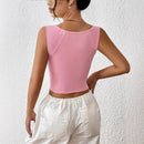 Women's Solid Color Summer Camisole With Slit Hem And Temperament Vest Top