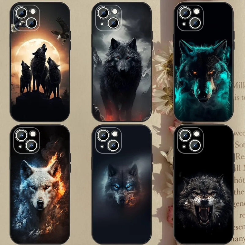 Coque souple pour téléphone avec loup aux yeux dominateurs