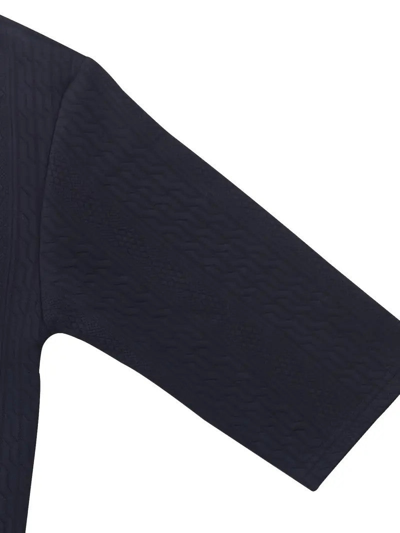 Ensemble 2 pièces pour homme, chemise jacquard unie à manches courtes et col en V, short à cordon assorti, vêtements de loisirs d'été