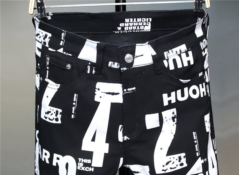 Bedruckte Hose Herren Slim-Fit Blumenhose Stretchhose